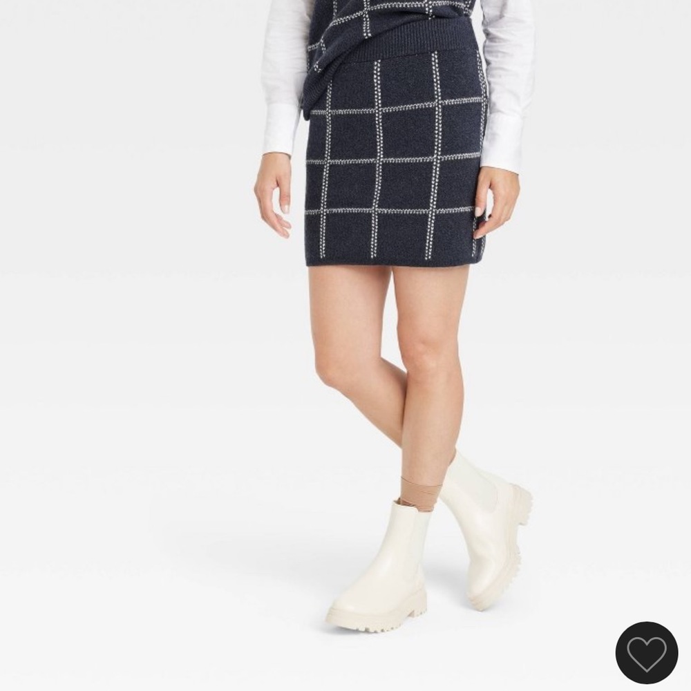 Women’s A New Day sweater skirt in navy windowpane